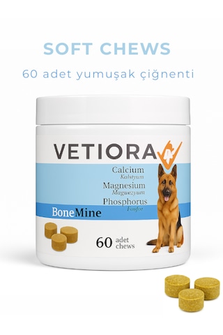Vetiora Köpeklerde Kemik Gelişimi İçin Kalsiyum, Magnezyum Ve Fosfor. Ödül Maması Formunda, 150 Gr