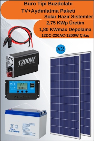 Büro Tipi Buzdolabı+tv+aydınlatma Trenta Solar Paket 2.75kwp