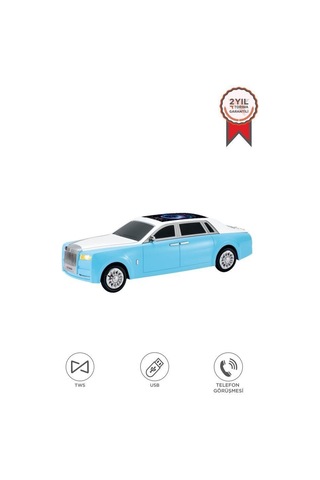 Özel Üretim Bluetooth Hoparlör D82 Mavi 15w Sunum Cihaz Araba Şekilli