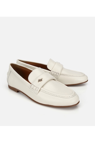 Hotiç Kadın Deri Ekru Yumuşak Dokulu Klasik Loafer -