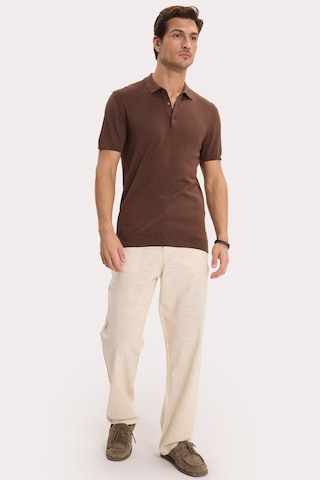 Tudors Erkek Slim Fit Dar Kesim Pamuklu Örme Triko Kahverengi Polo Yaka Tişört-46227