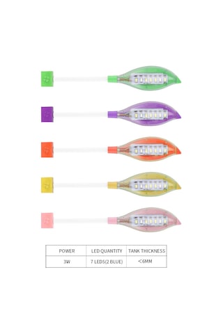 Yunboo Usb Beslemeli Yaprak Şekilli Akvaryum Led Lambası - Beyaz Ve Mavi Işık, Su Bitkileri İçin, 6mm Cam Uyumlu Mor