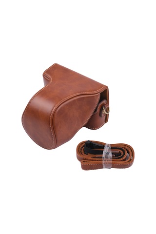 Gajeena Kahverengi Klasik Pu Deri Kamera Çantası, Canon Eos M100 İçin Omuz Kayışıyla