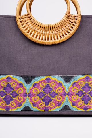 Fabric Craft Bag Kadın El Çantası Denim Etnik Bordürlü Mavi