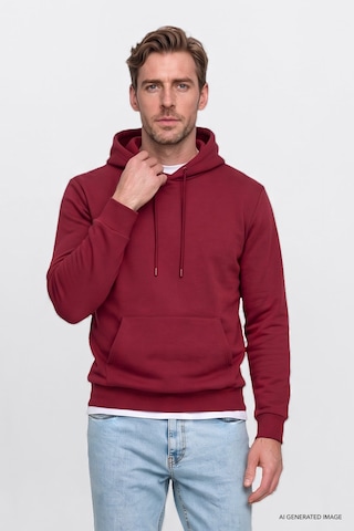AC&Co / Altınyıldız Classics Standart Fit Normal Kesim Kapüşonlu Kanguru Cepli Pamuklu Erkek Sweatshirt Bordo