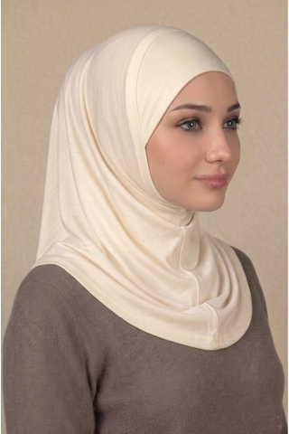 Sonbaharmoda Hazır Türban Pratik Kaymaz Tesettür Eşarp Viskon Likralı Rahat Günlük Ve Namaz İçin Hijab Ekru