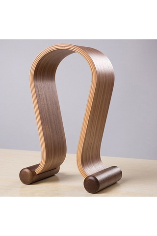 Teltree Kara Ceviz Ahşap Kulaklık Tutucu - U Tipi Masaüstü Gösterim Aracı - Kulaklık Rafı Ve Asma Tabanı