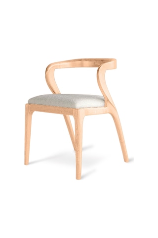 Akrep Beyaz Kumaş Natural Ahşap Sandalye