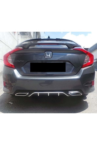 Honda Civic Fc5 2016-2021 Gri Kare-egzoz Görünüm Difüzör-difizör