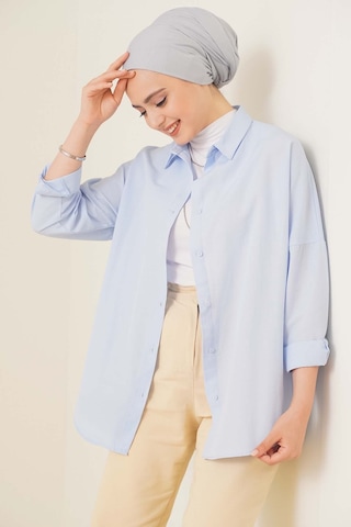 Bigdart 103901 Oversize Basic Tesettür Gömlek - Açık Mavi 001
