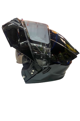 Proyou Çene Açılır Güneş Vizörlü Kask Metalik Siyah