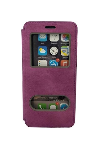 Jopus P20 İle Uyumlu Premium Kapaklı Kılıf Mor Mor