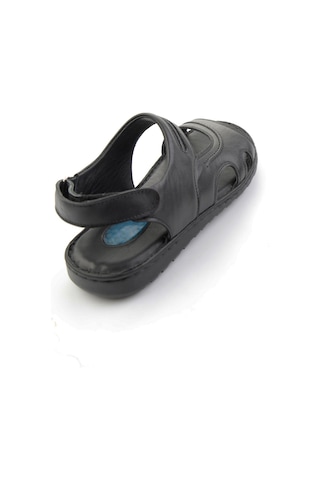 Siyah Hakiki Deri Erkek Sandalet E05437181303 Siyah