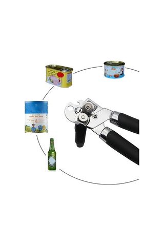 Fastbuy Paslanmaz Çelik Kutu Açacağı Dayanıklı Konserve Açacak Kolu Siyah Ev Mutfak Aleti Siyah