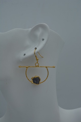 Stoneage Jewellery Kuvars Taşlı Taşarım Küpe Altın Rengi Altın
