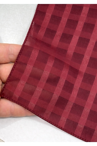 Jz Shop Kadın Kare Fular Eşarp - Ince Dokulu Modern Ekose 50 50 CM Bordo