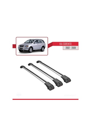 Kia Sorento 2002-2009 Arası İle Uyumlu Ace-1 Ara Atkı Tavan Barı Gri 3 Adet Bar