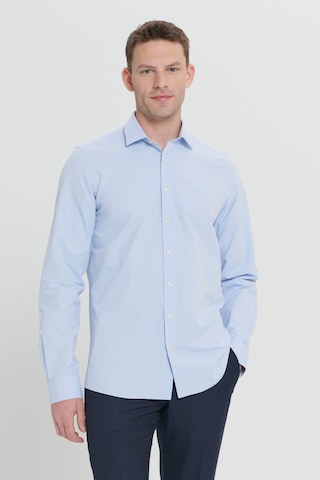 AC&Co / Altınyıldız Classics Erkek Acık Mavı Pamuklu Slim Fit Dar Kesim Klasik Yaka Armürlü Gömlek Acık Mavı
