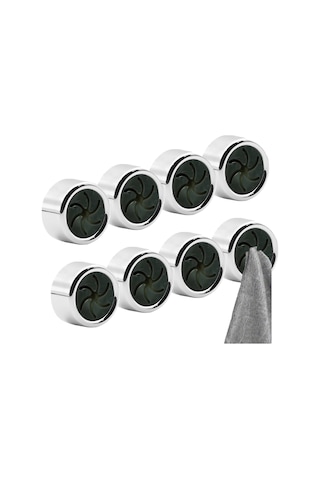 Gajeena Abs Materyal Duvar Tipi Mutfak Banyo Havlu Asıcıları, Silikon Pençeli, Kayma Engeli, 8 Adet Spiral Tasarım Havlu Hookları Gümüş