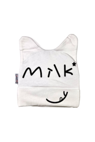 Cramerr Penye İnterlok Milk Baskılı Bebek Bere Kulak Detaylı