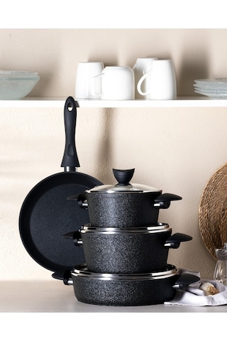 Madame Coco Opus Titanium 7 Parça Tencere Seti - Siyah Tncr0000000041