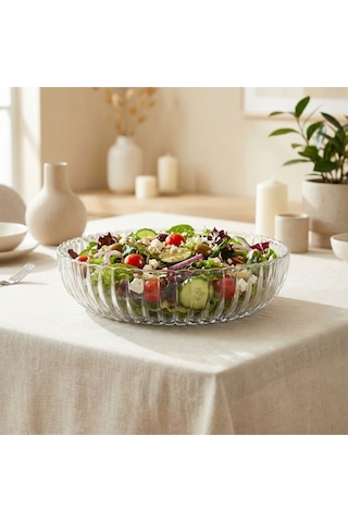 Selen Concept Linea Damla Model El Yapımı Cam Salata Ve Meyve Kasesi Tekli Şeffaf