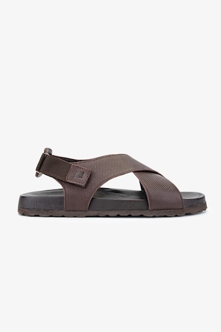 Valmenti Nia Erkek Kahverengi Tekstil Deri Duz Sandalet 60 9577 Erk Sndlt Y24 Kahverengi