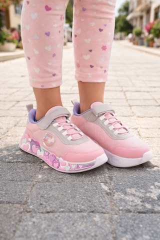 Mini Bonito Kız Çocuk Cırtcırtlı Spor Ayakkabı Kalp Detaylı Pembe