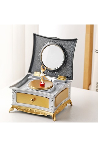 Yunboo Pembe Balerina Figürlü Döner Müzik Kutusu - Sarımsaklı Mekanik Sesli Dekoratif lik Eşya - 16x13.6x9.1 Cm - Ev Dekoru Ve Özel Günler İçin