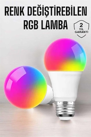 Renk Değiştirebilen Rgb Işıklı Led Ampul A+enerji 10 Watt Led Işık - 4996 Çok Renkli