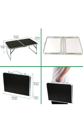 Padilon Küçük Katlanır Kamp Masası Piknik Masası Notebook Masası 60 X 40 Siyah