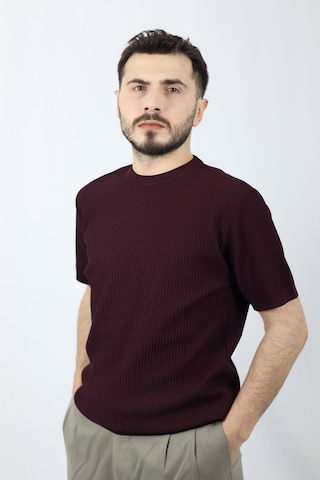 Ventov Bisiklet Yaka Fitilli Erkek Triko Vtr2604 Bordo