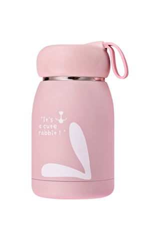 Youtek 320ml Pembe Çift Katlı Paslanmaz Çelik Termos Bardak, Sıcak/soğuk Saklama, Taşınabilir Kayışlı, Dışarıdaki Sevimli Desenli Siyah