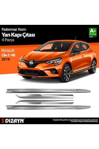 S-dizayn Renault Clio 5 Krom Yan Kapı Çıtası 4 Prç. 2019 ve Üzeri