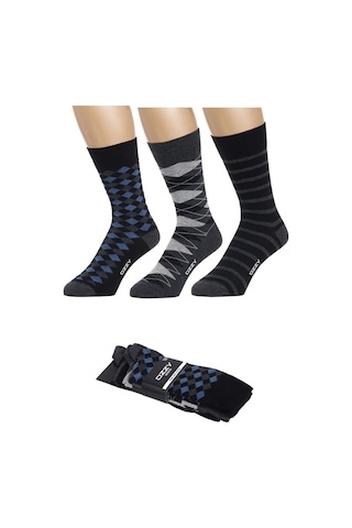 Ozzy Socks 3 Çift Dikişsiz Erkek Penye Pamuklu 4 Mevsim Çorap Dayanıklı Topuk Burun Gri- Antrasit