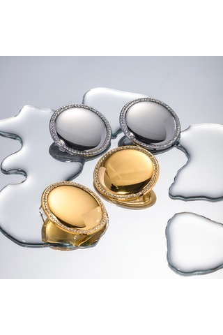 18 Ayar Altın Paslanmaz Çelik Kakmalı Elmas Cilalı Disk Küpeler Altın Kaplama Büyük Küpeler Net Ünlü Küpeler Diğer