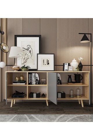 Latina Modern Konsol 3 Kapaklı 180 Cm Safir Meşe - Antrasit Safir - Antrasit