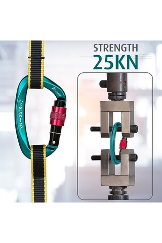 Pazly Profesyonel 25kn Vida Kilitlemeli D-şekil Emniyet Karabinası - Hafif Ve Dayanıklı Tırmanma Ekipmanı, Çok Renkli Çok Renkli