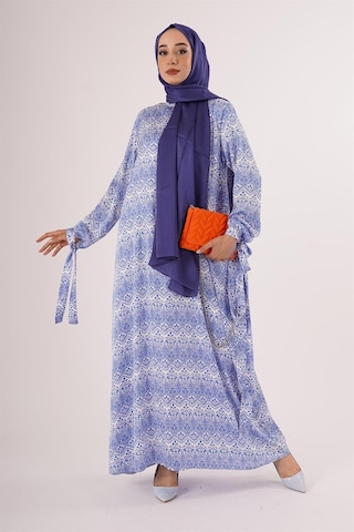 Çini Desen Elbise Beyaz