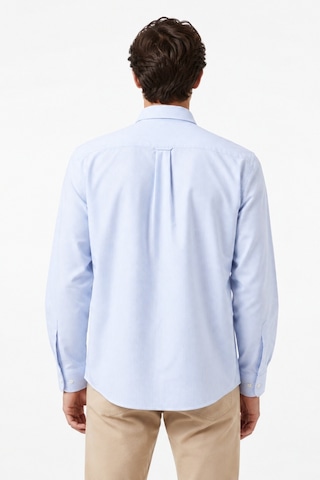 Lacoste Men's Regular Fit Shirt Organik Pamuk Çizgili Erkek Gömlek Açık Mavi Beyaz