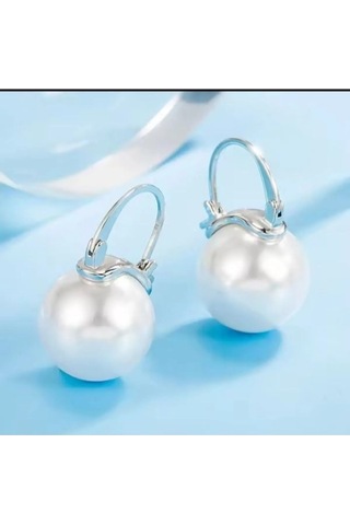 925 Ayar Gümüş 14 Mm İnci Küpe Gümüş