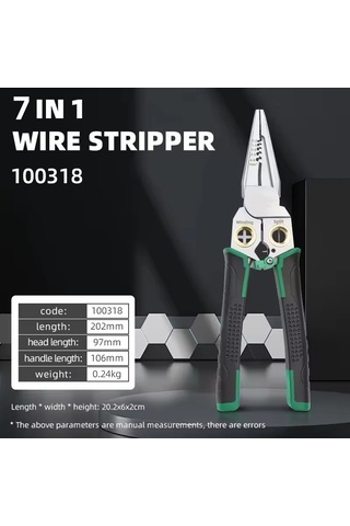 Mengtuo 7'si 1 Arada Paslanmaz Çelik Tel Sıyırma Iğnesi Kargaburun Kaymaz Çok Fonksiyonlu Tel Sıyırıcı İle Test Kalemi Elektrikçi Pensesi Yeşil