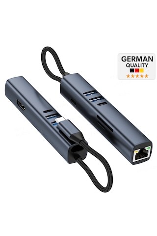 Woyax 7 İn 1 Type-c Usb Hub Çoklayıcı Dönüştürücü Converter 4k 30hz Hdmı 100w Pd Usb 3.0 Usb 2.0 Usb-c Sd/tf Kart Okuyucu 100 Mbps Ethernet Macbook Laptop Tablet