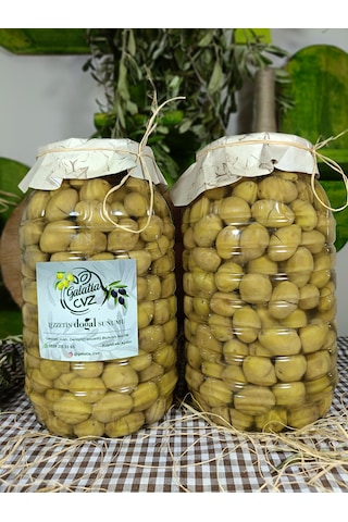 Aydın Yöresi Domat Cinsi Sofralık Tatlandırılmış Kırma Yeşil Zeytin 4 Kg