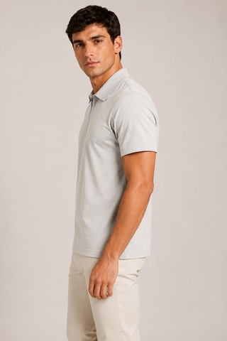Alexander Gardi Ultra Yumuşak Dokulu Kısa Kollu Fermuarlı Polo Yaka T-shirt Bej