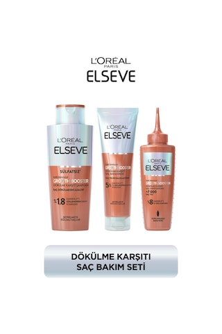 Elseve Growth Booster Dökülme Karşıtı Rutin Şampuan + Saç Bakım Kremi + Saç Derisi Serumu