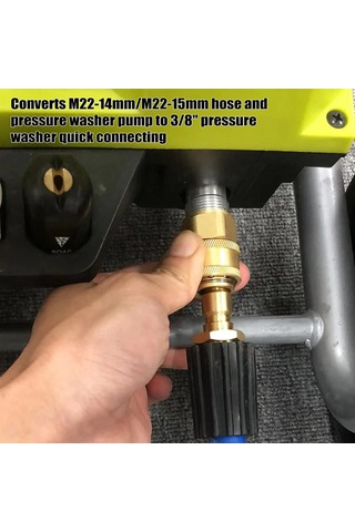 Yifomall "4 Parçalı Pirinç Basınçlı Yıkayıcı Hızlı Bağlantı Seti - M22 15mm & 3/8 İnç Uyumlu"