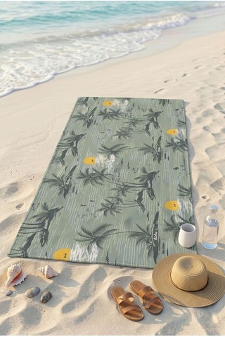 Retro Island Yeşil Plaj Havlusu 70 X 150 Cm Açık Yeşil