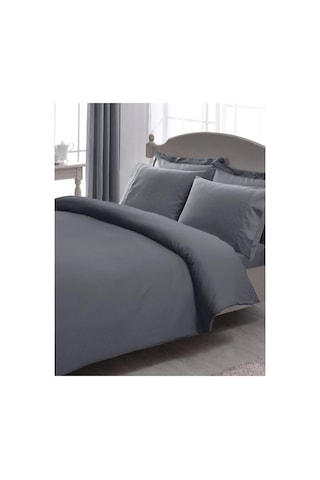 Taç Premium Basic Stripe King Size Saten Nevresim Takımı Antrasit