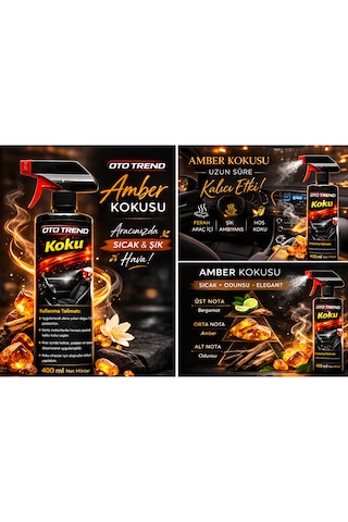 Oto Trend Amber Araç Kokusu Sprey 400 Ml Kalıcı Amber Kokusu, Araç İçi Ferahlatıcı Hava Tazeleyici 001